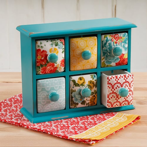 vintage floral drawers tea box